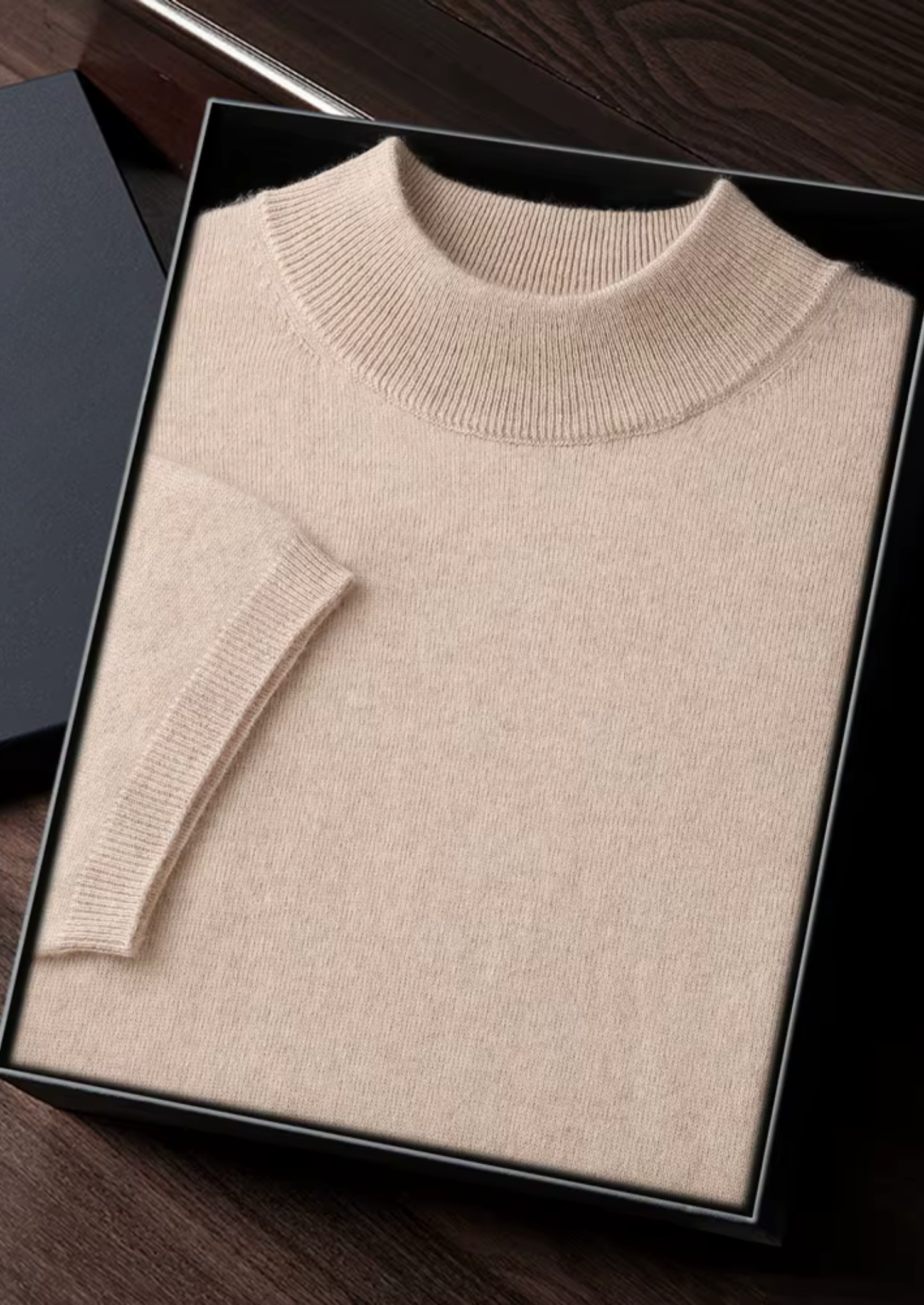 Cashmere Mock Neck T-Shirt in Classic Ivory