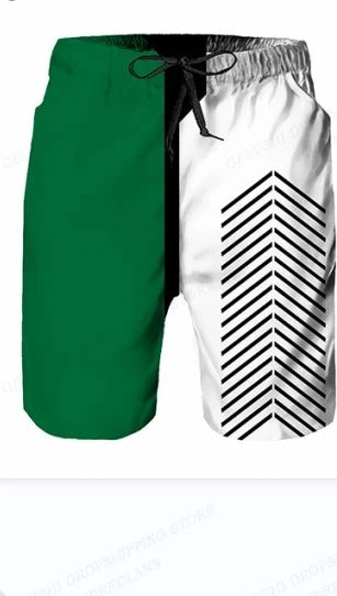 Men's Summer Swim Trunks with Drawstring and Graphic Design