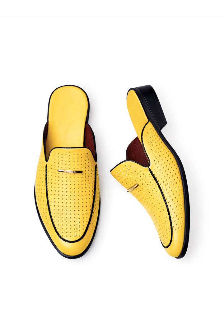 Anson Perforated Leather Mule - Sunlit Yellow