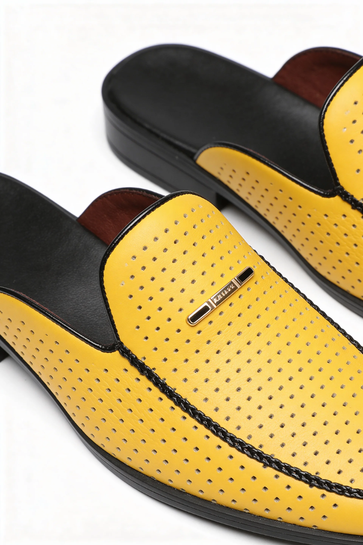 Anson Perforated Leather Mule - Sunlit Yellow