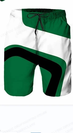 Men's Summer Swim Trunks with Drawstring and Graphic Design