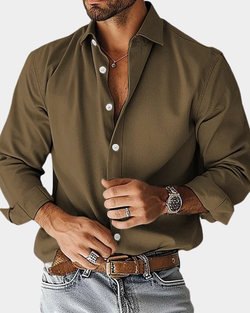 Men's Long Sleeve Button-Down Shirt in Classic White