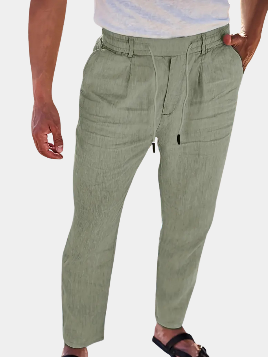 WIDE LINEN TROUSERS WITH CORD