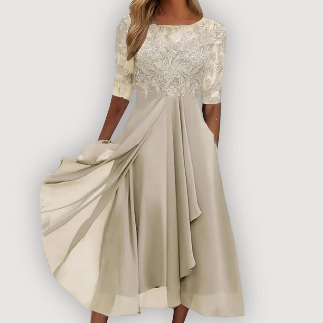 Elara Chiffon Dress in Soft Flow