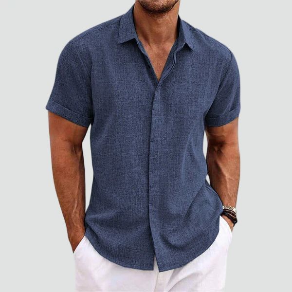 Men's Short-Sleeve Linen Shirt in Summer White