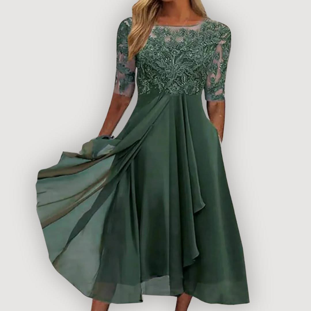 Elara Chiffon Dress in Soft Flow