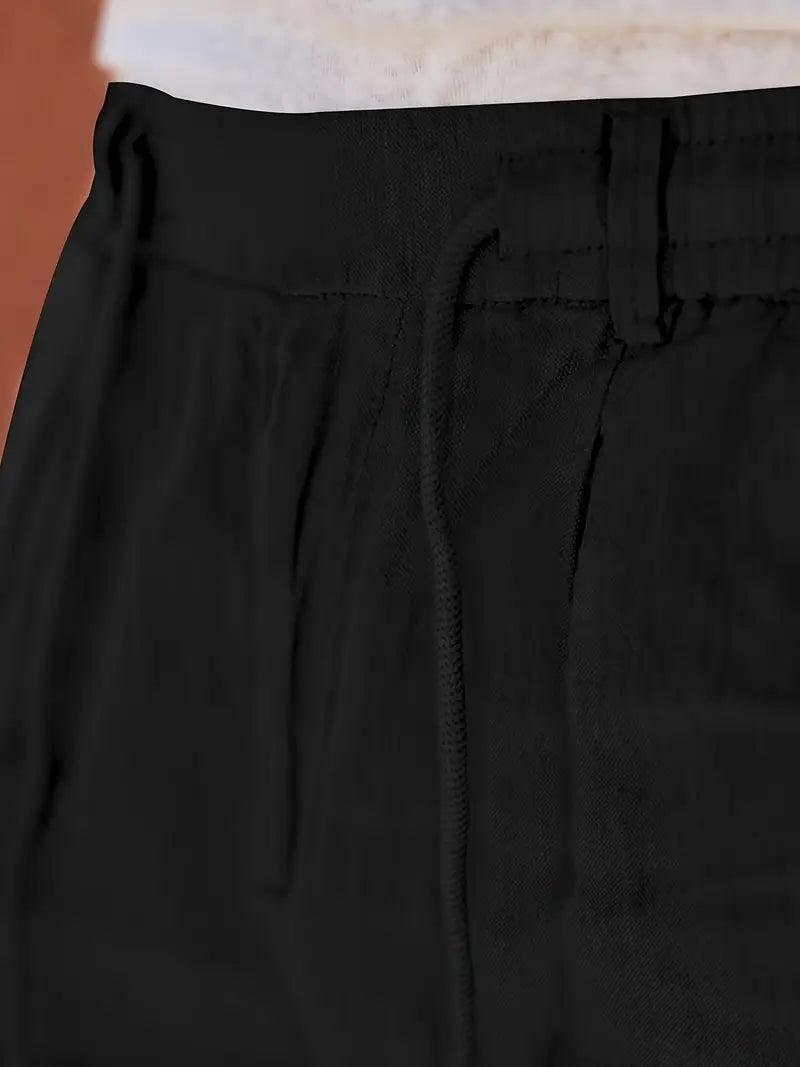 WIDE LINEN TROUSERS WITH CORD