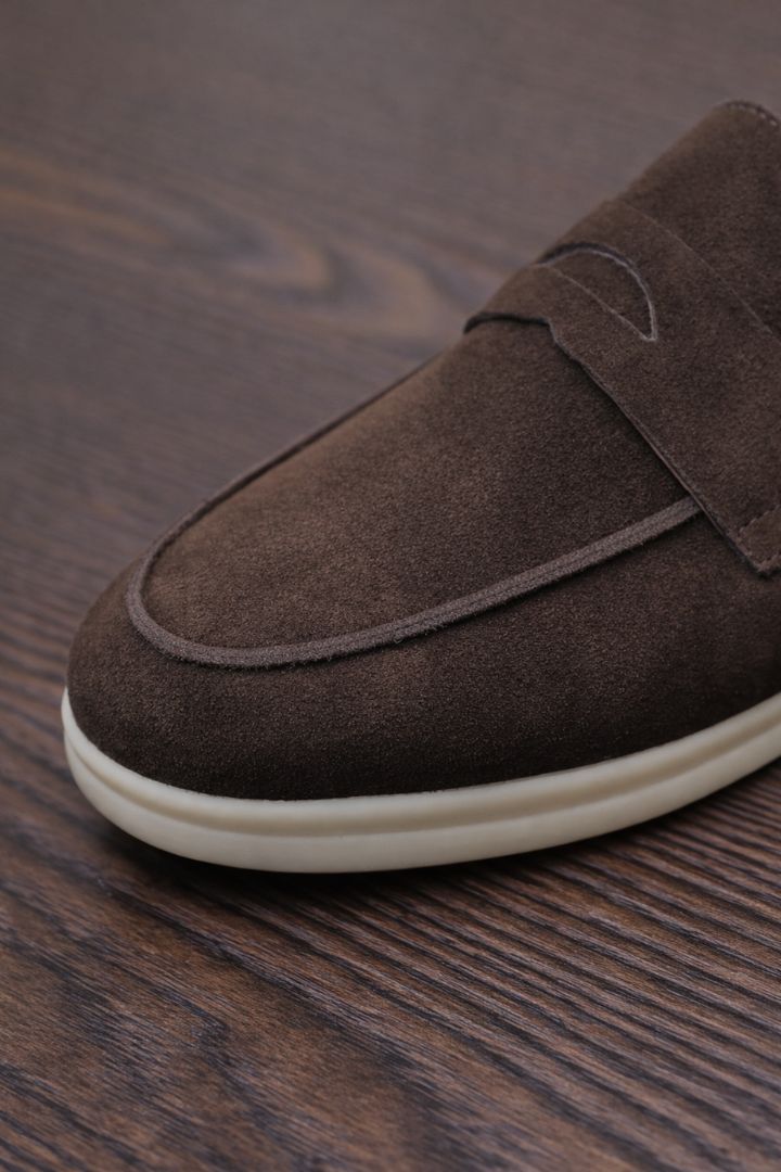 Valerio Brown Suede Penny Loafers