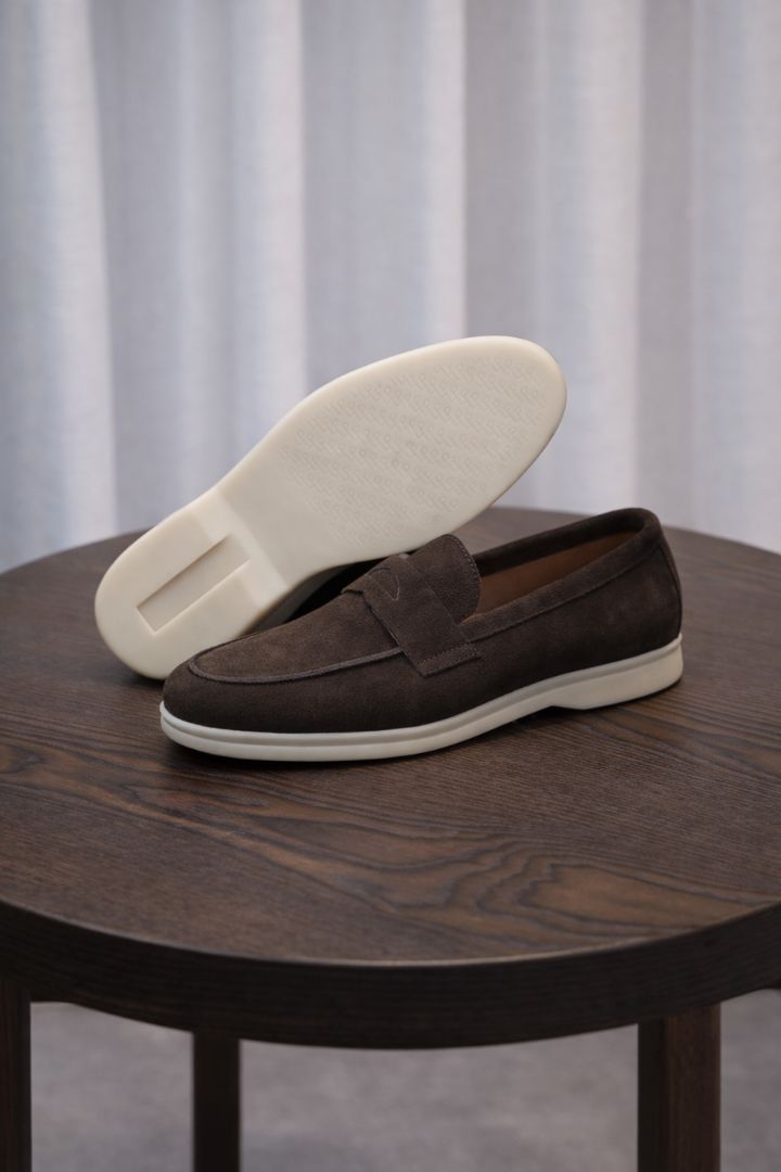 Valerio Brown Suede Penny Loafers