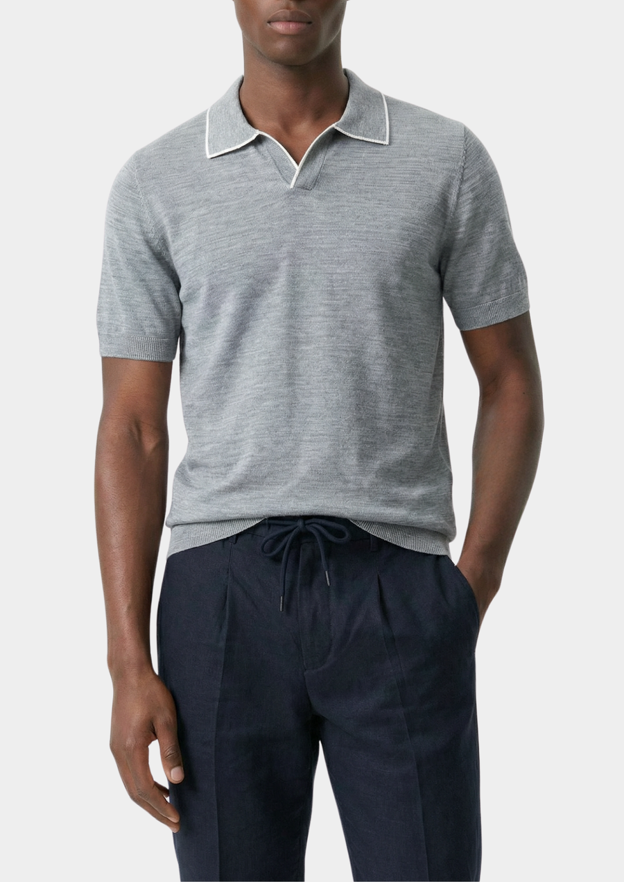 Ellis Lightweight Polo in Light Gray