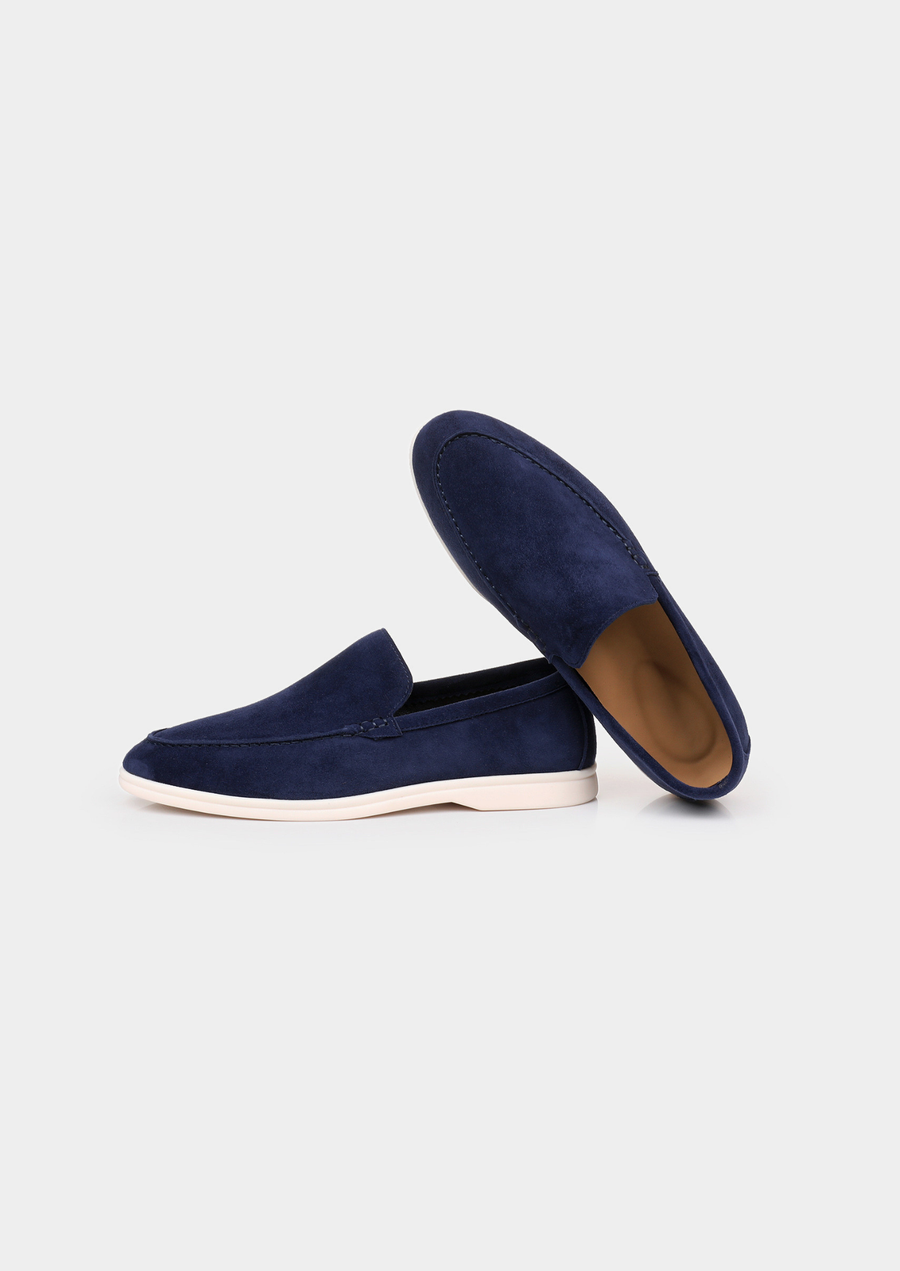 Navy Blue Marina Leather Loafers