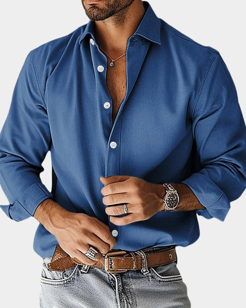 Men's Long Sleeve Button-Down Shirt in Classic White