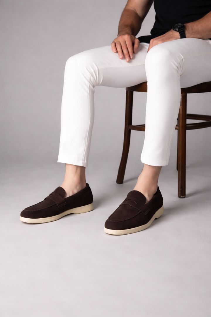 Valerio Brown Suede Penny Loafers