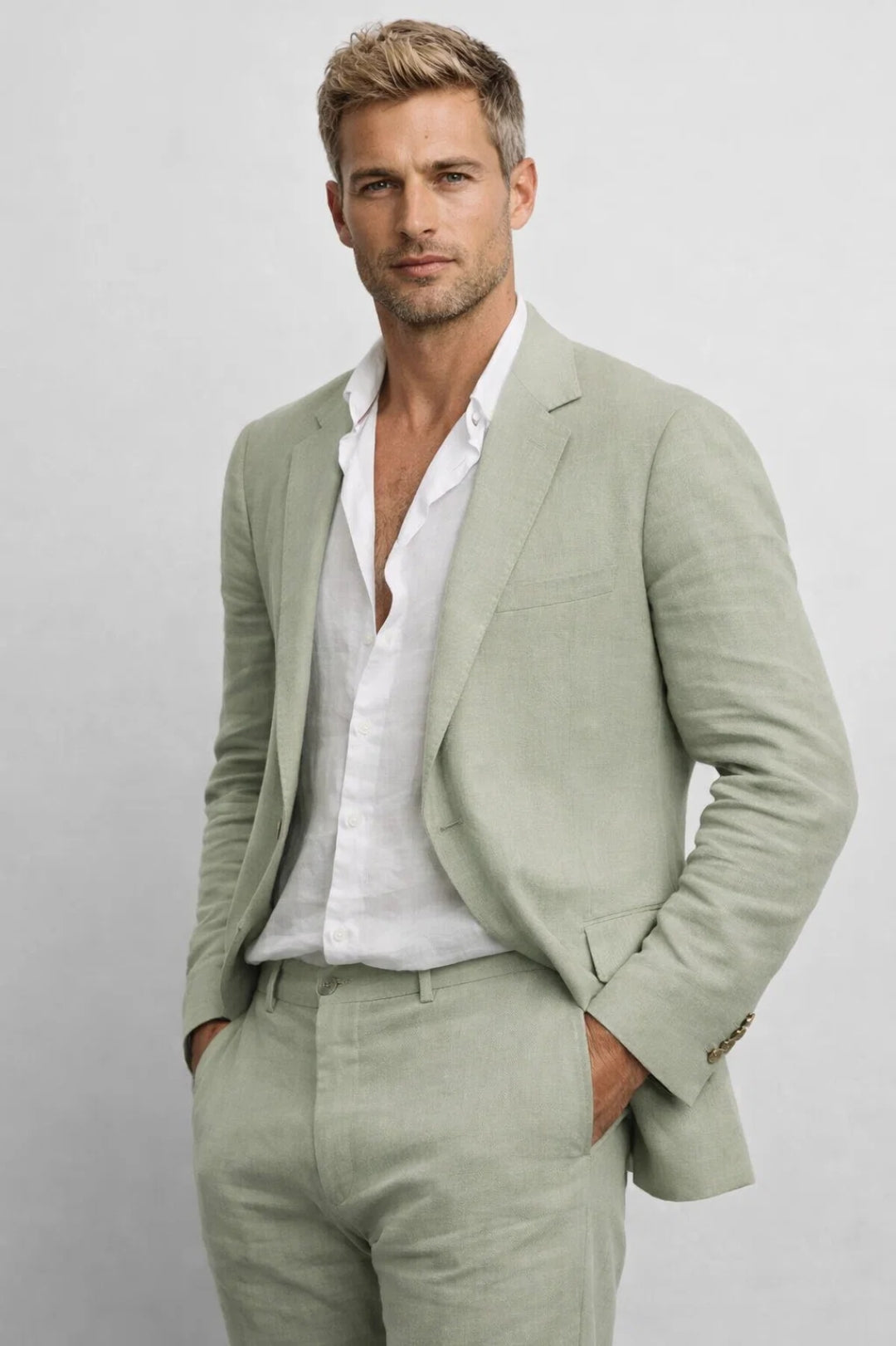 Men's Regular Fit Tweed Ensemble, Round Neck