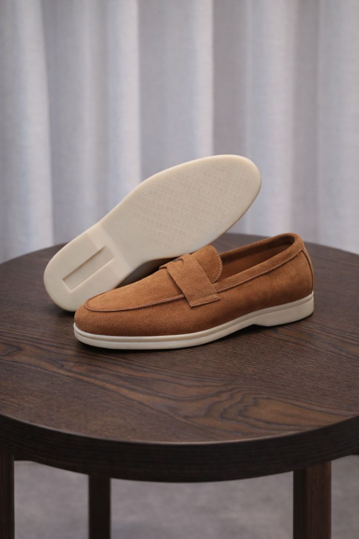 Valerio Sienna Suede Penny Loafers