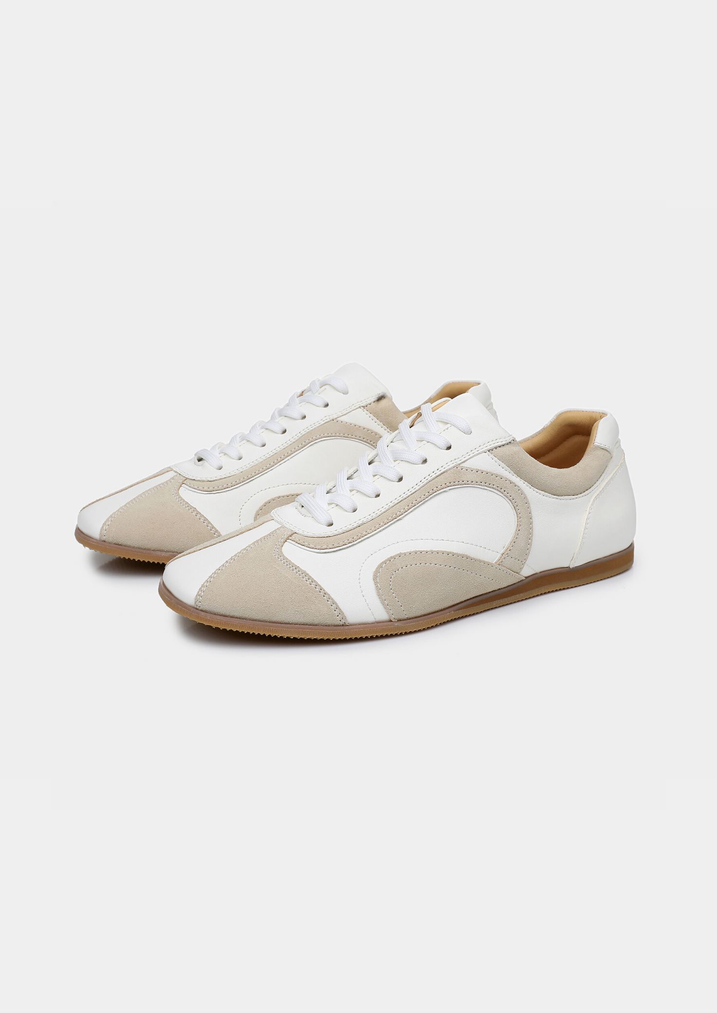White Retro Suede Leather Sneakers