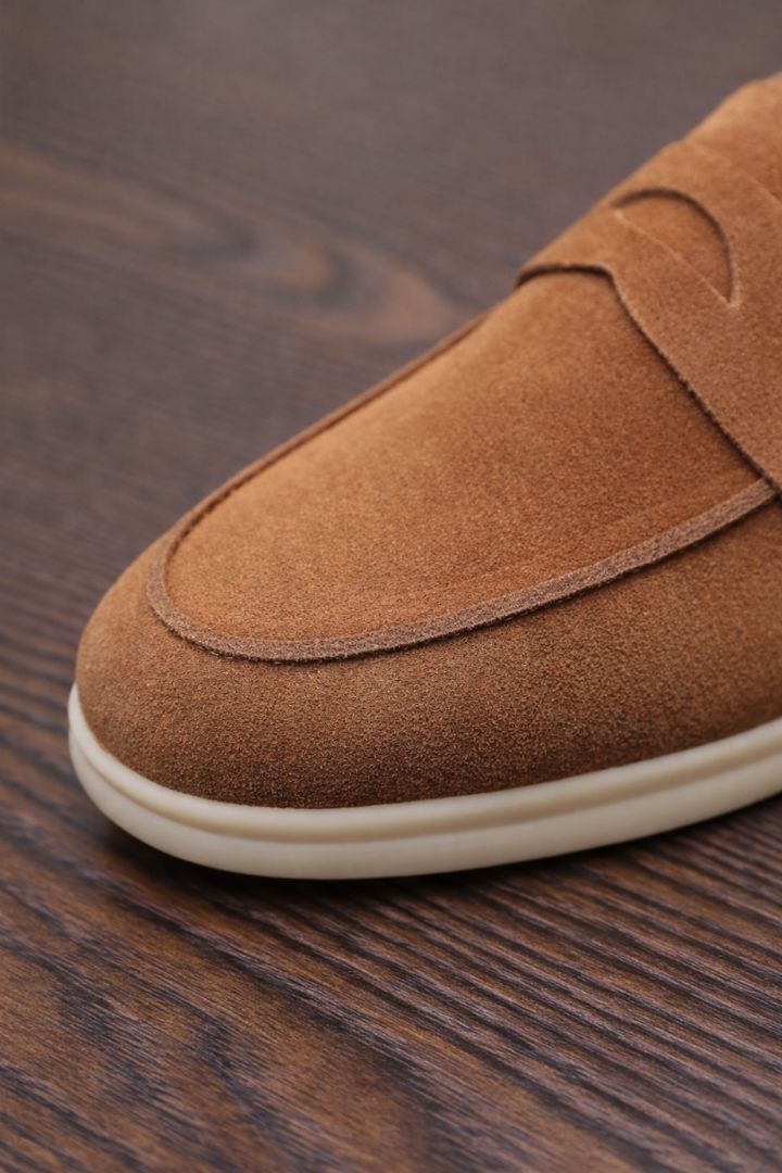 Valerio Sienna Suede Penny Loafers