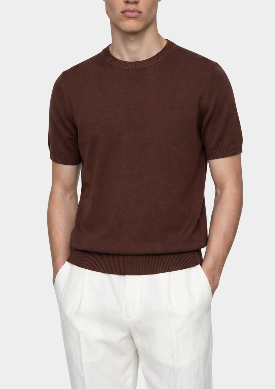 Timeless Coffee Knitted Crewneck Tee