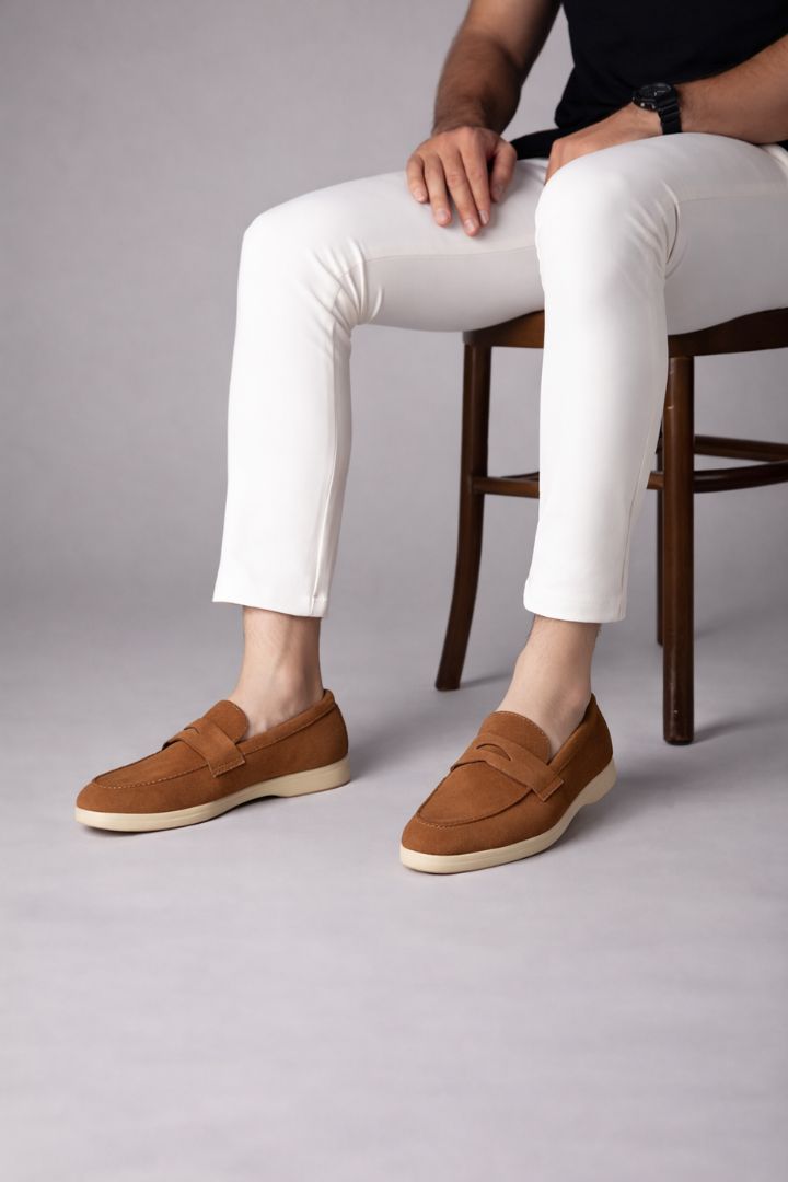 Valerio Sienna Suede Penny Loafers