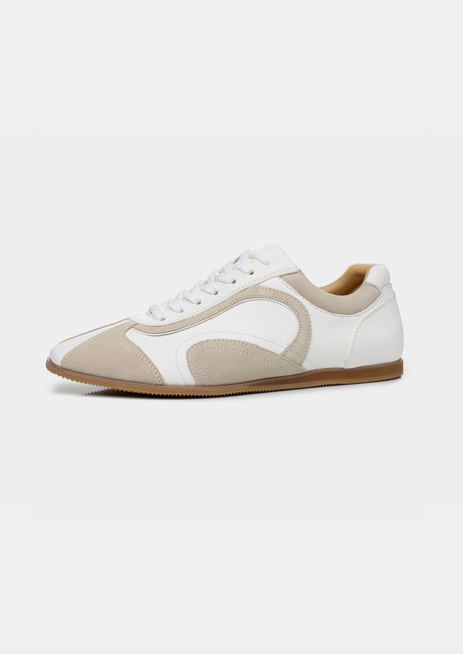 White Retro Suede Leather Sneakers