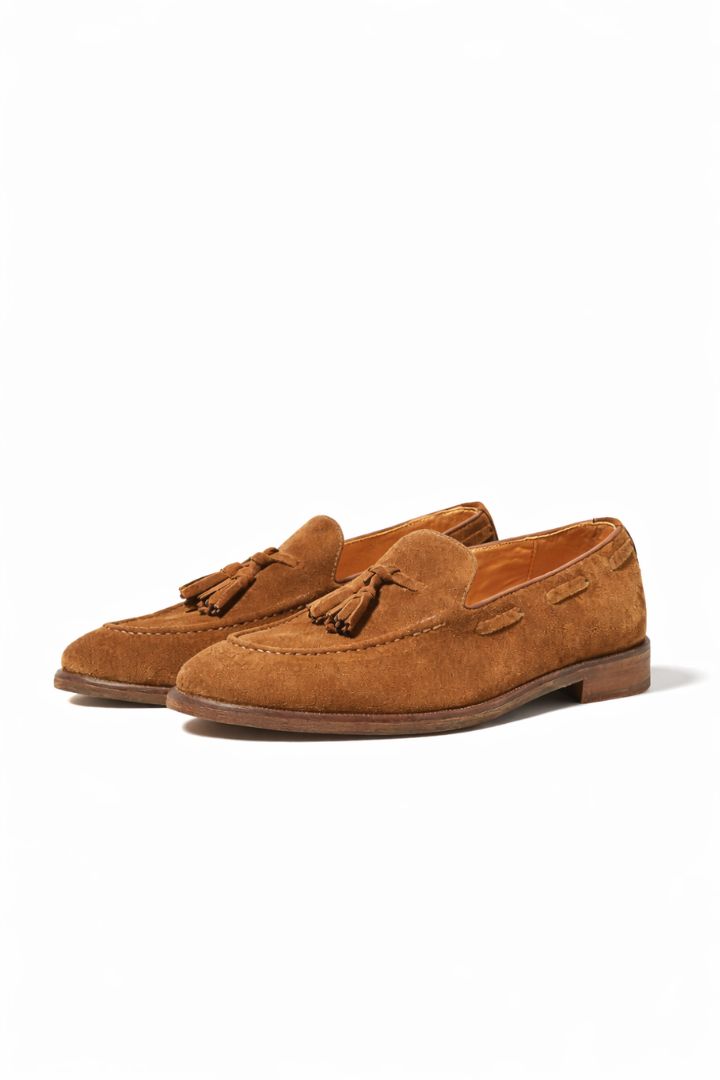 Cognac Suede Marcellin Tassel Loafers