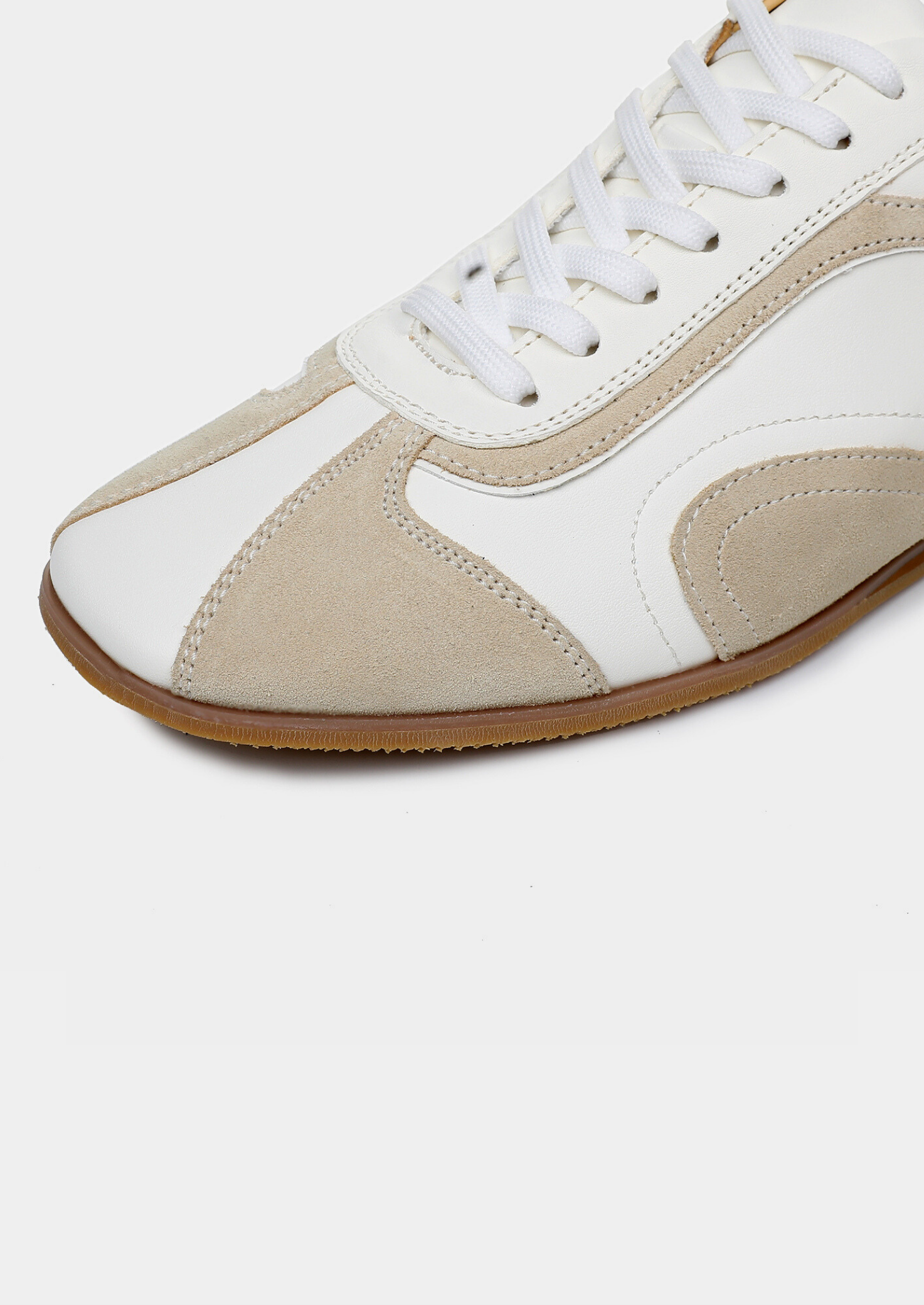 White Retro Suede Leather Sneakers