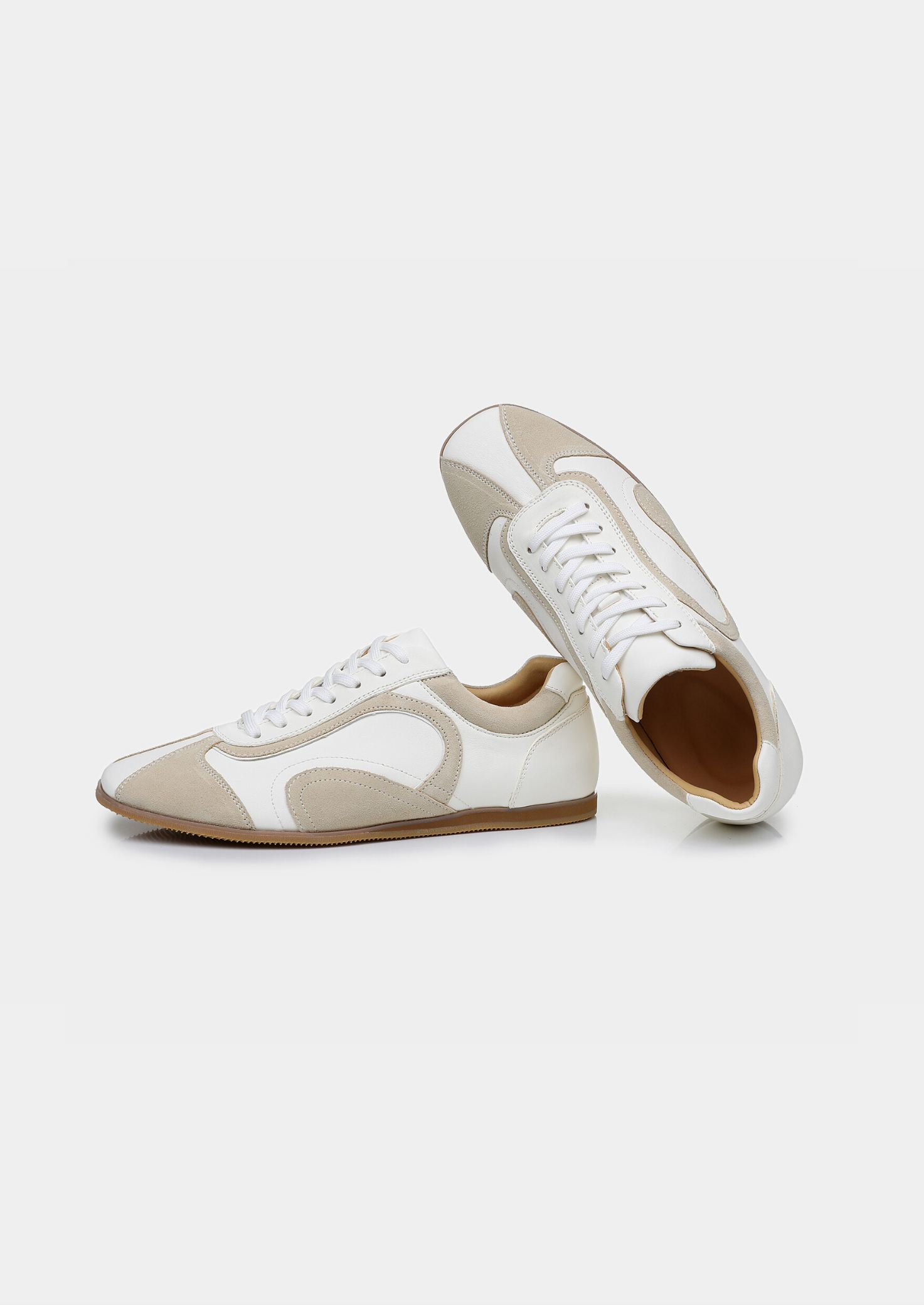White Retro Suede Leather Sneakers