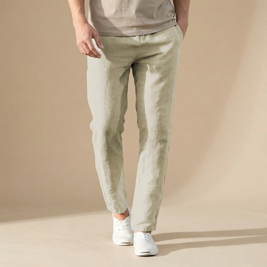 Linen Summer Trousers for Men in Classic Beige