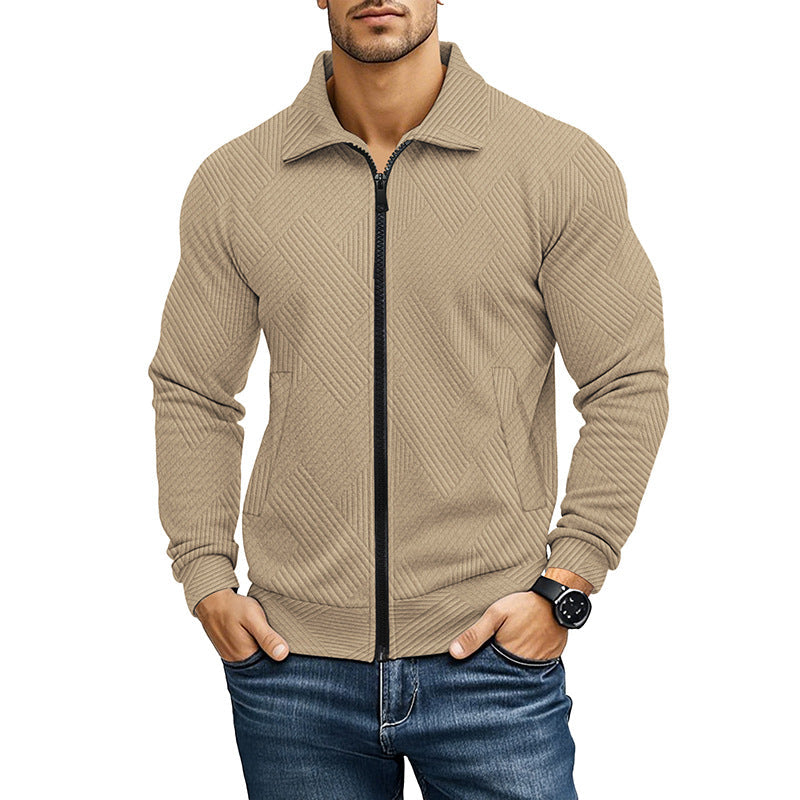 Textured Knit Vest with Zip Closure for Men