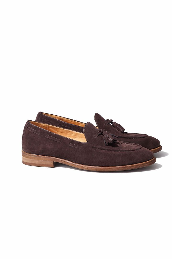 Espresso Suede Tassel Loafers