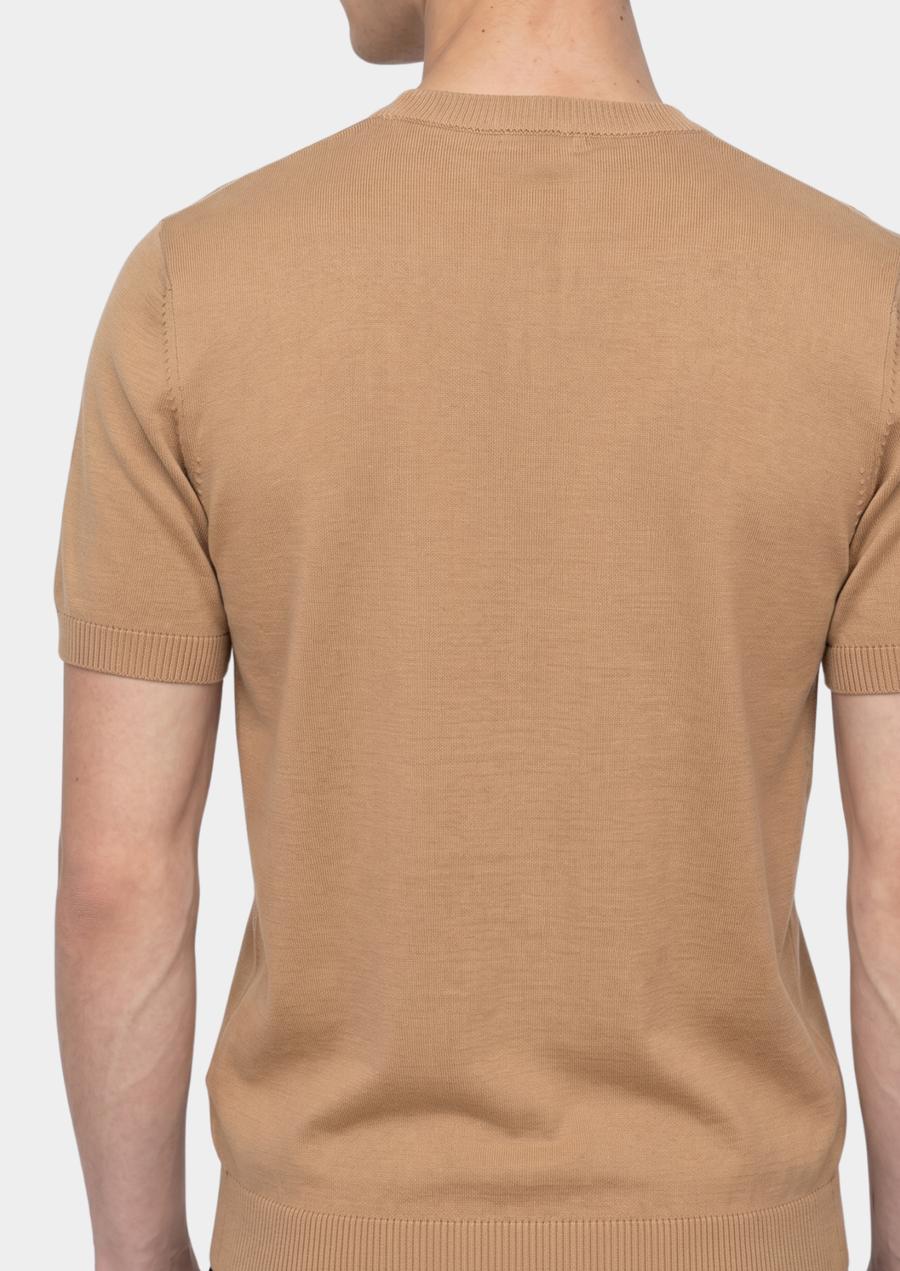 Beige Cashmere Knit Crewneck Tee