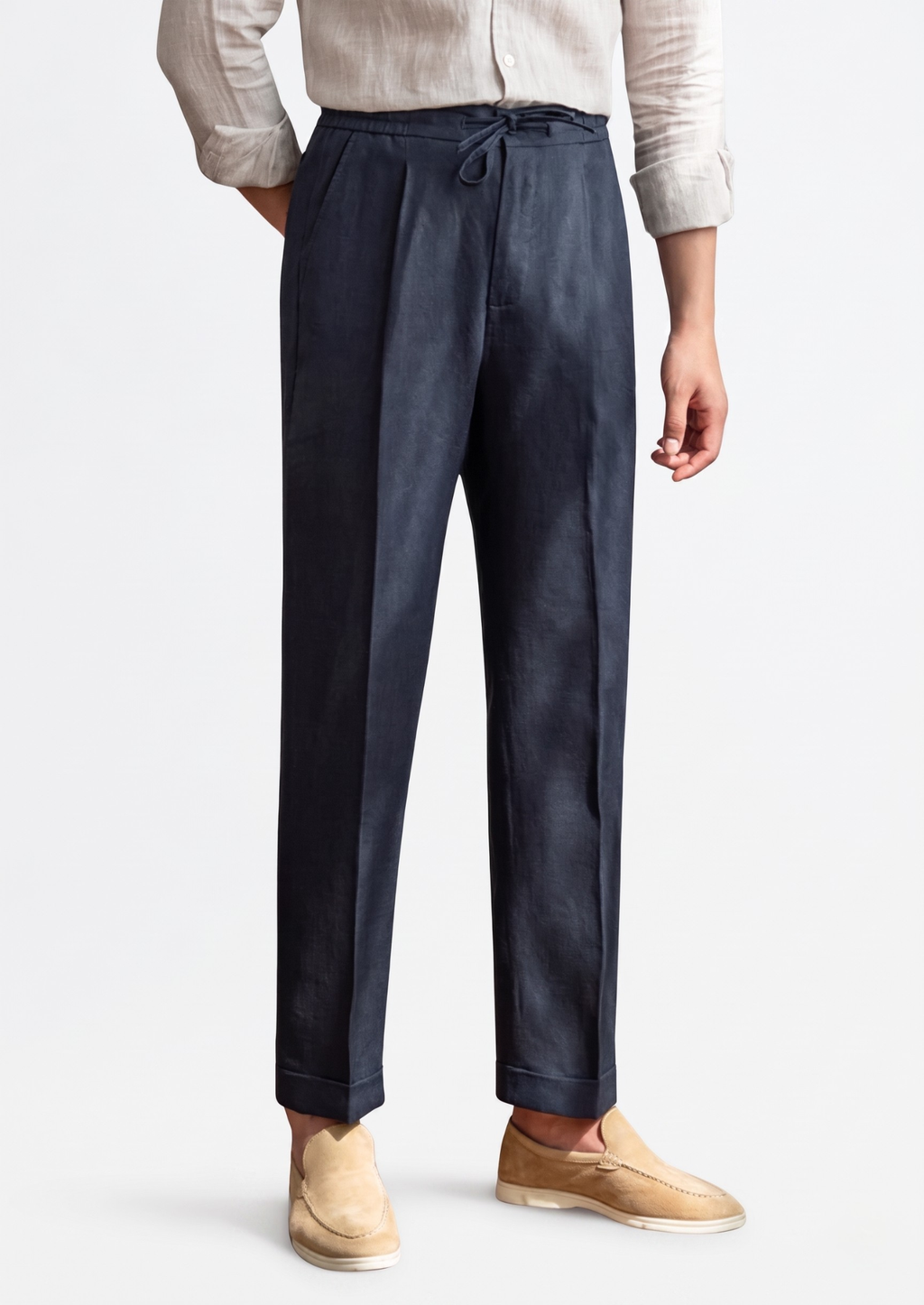 Coastal Drawstring Trousers in Navy