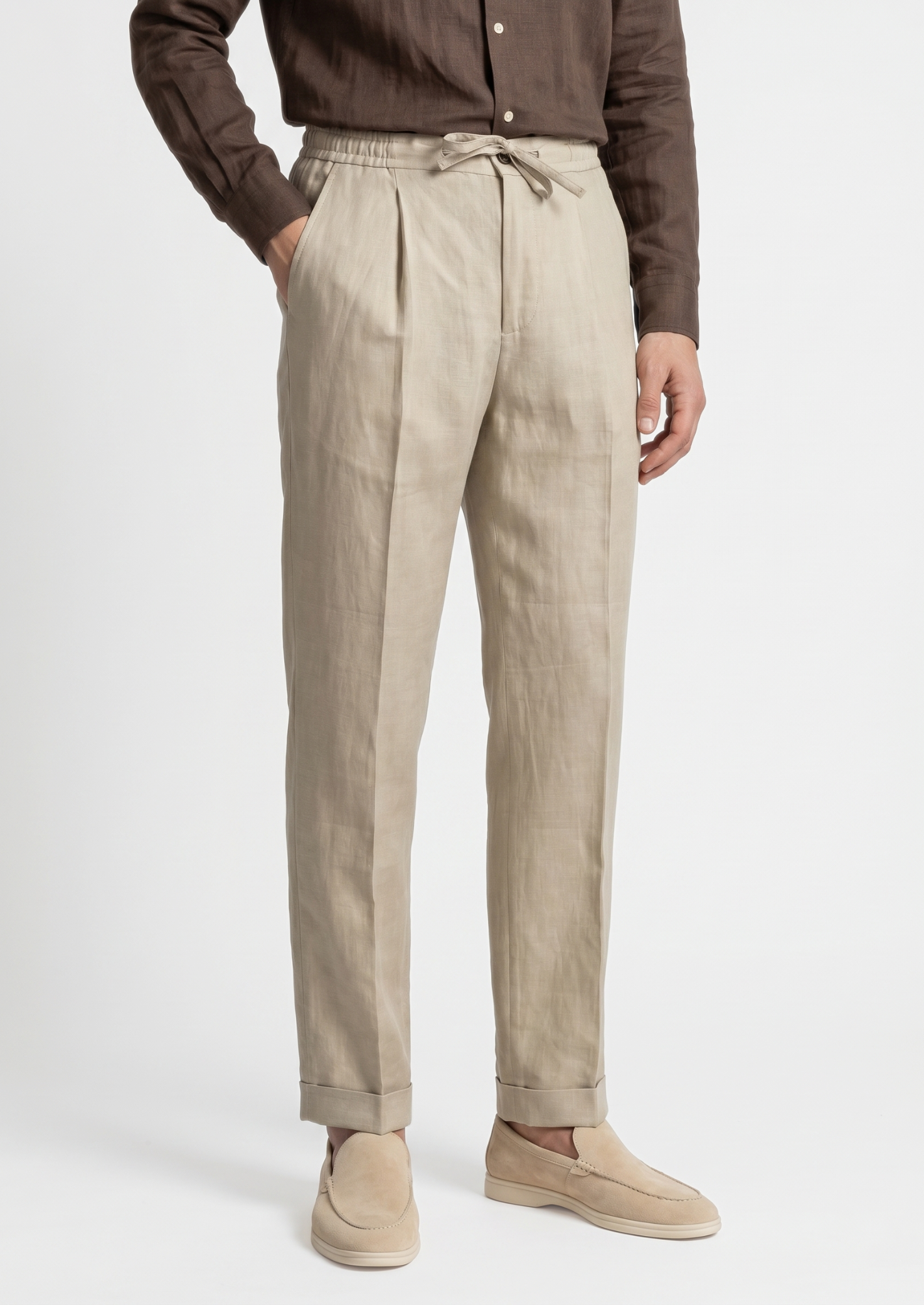 Coastal Drawstring Trousers in Sand