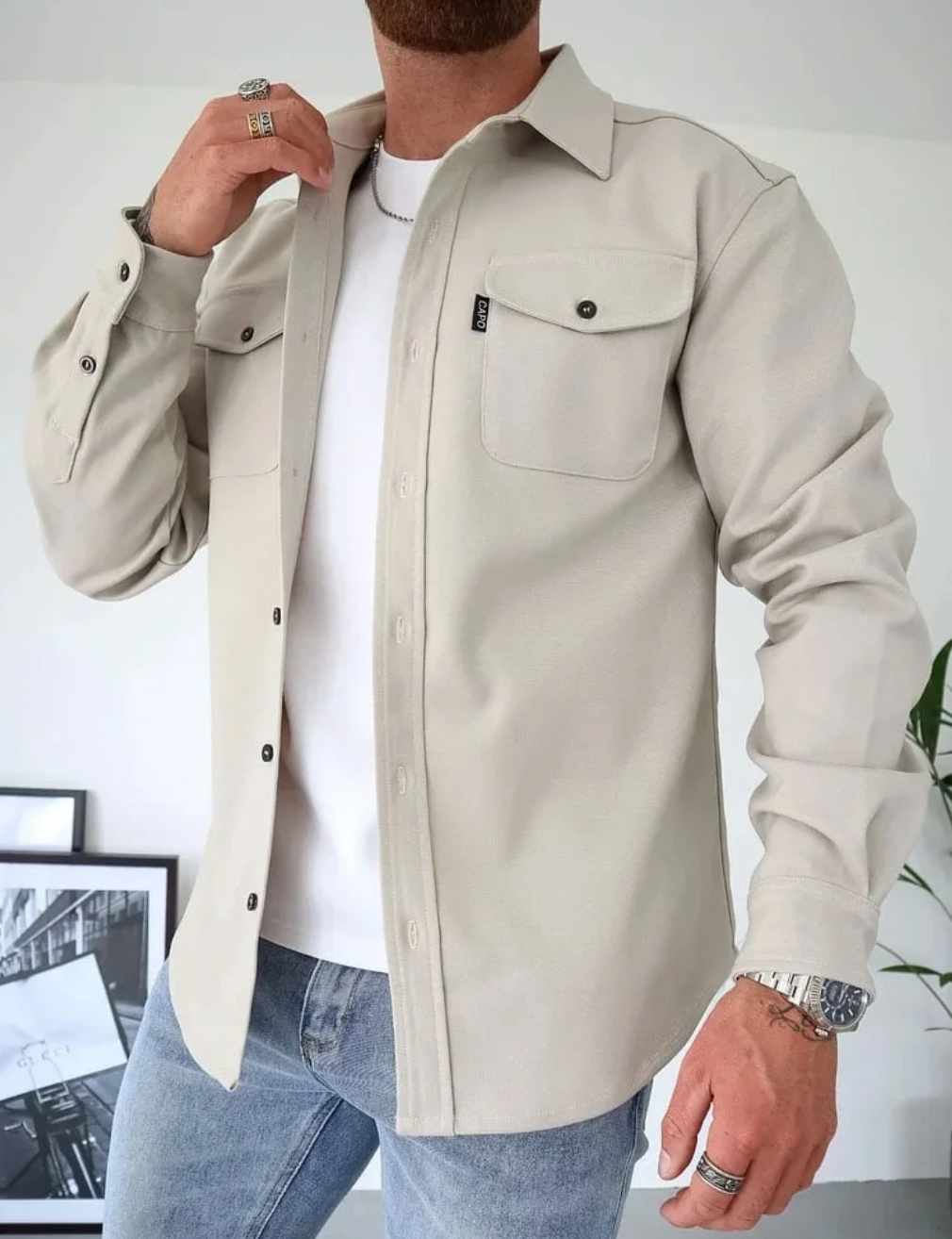 Refined Men's Overshirt in Classic Navy