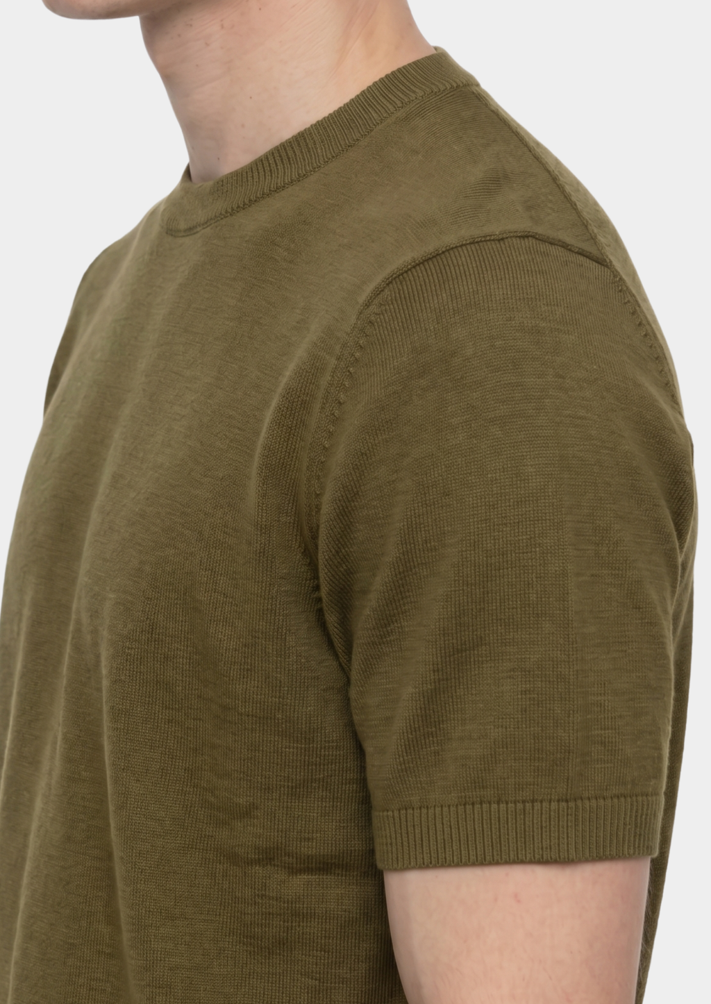 Olive Cashmere Knit Crewneck Top