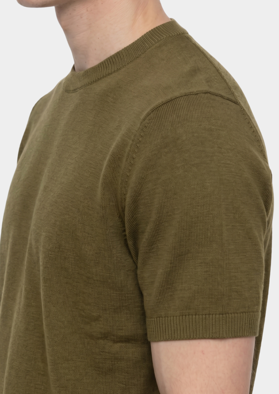 Olive Cashmere Knit Crewneck Top