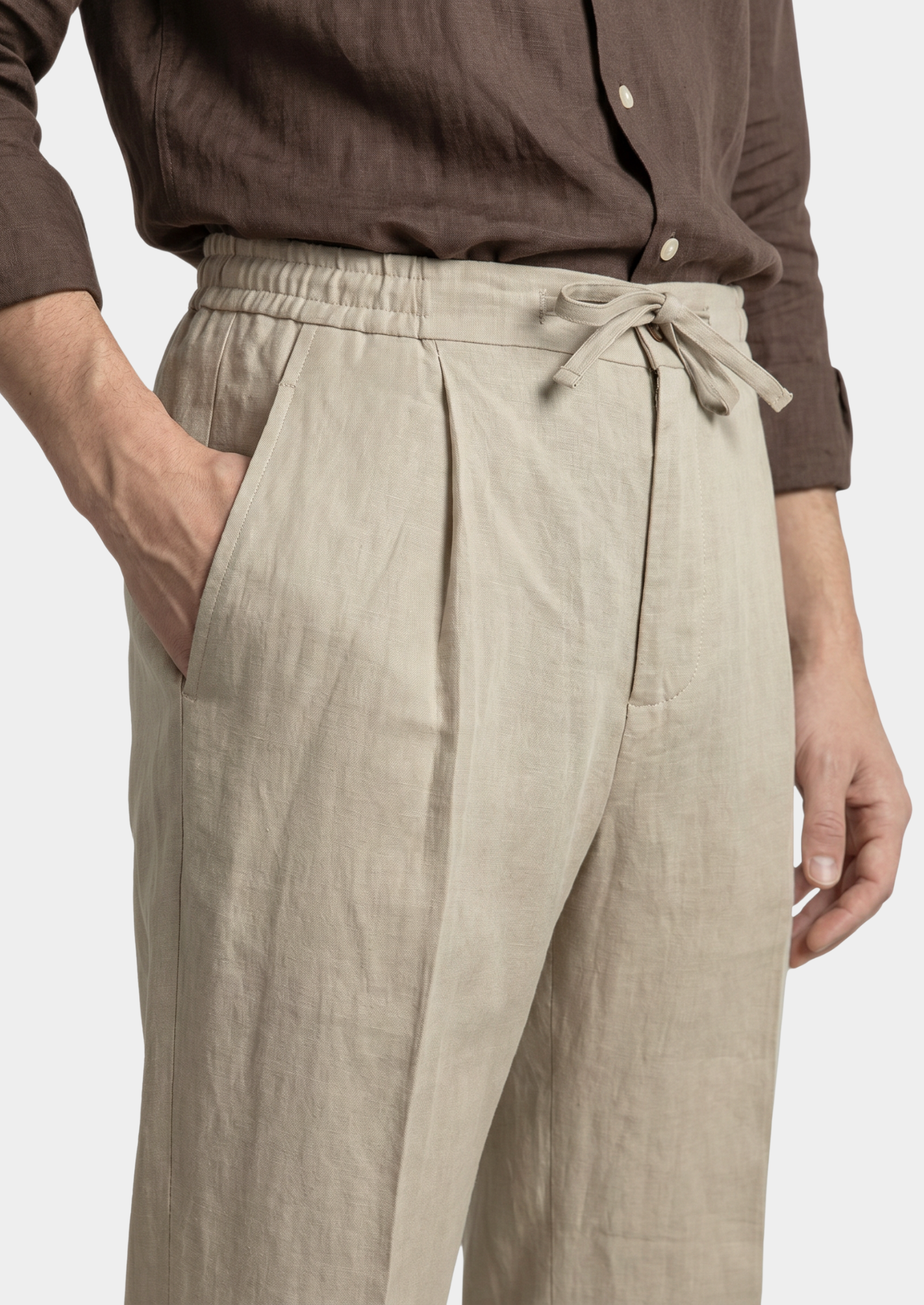 Coastal Drawstring Trousers in Sand
