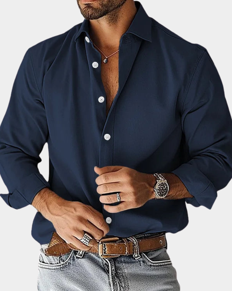 Men's Long Sleeve Button-Down Shirt in Classic White