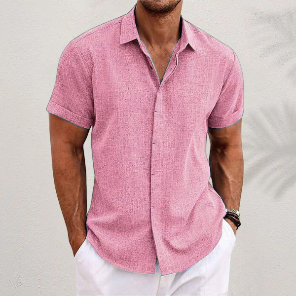 Men's Short-Sleeve Linen Shirt in Summer White