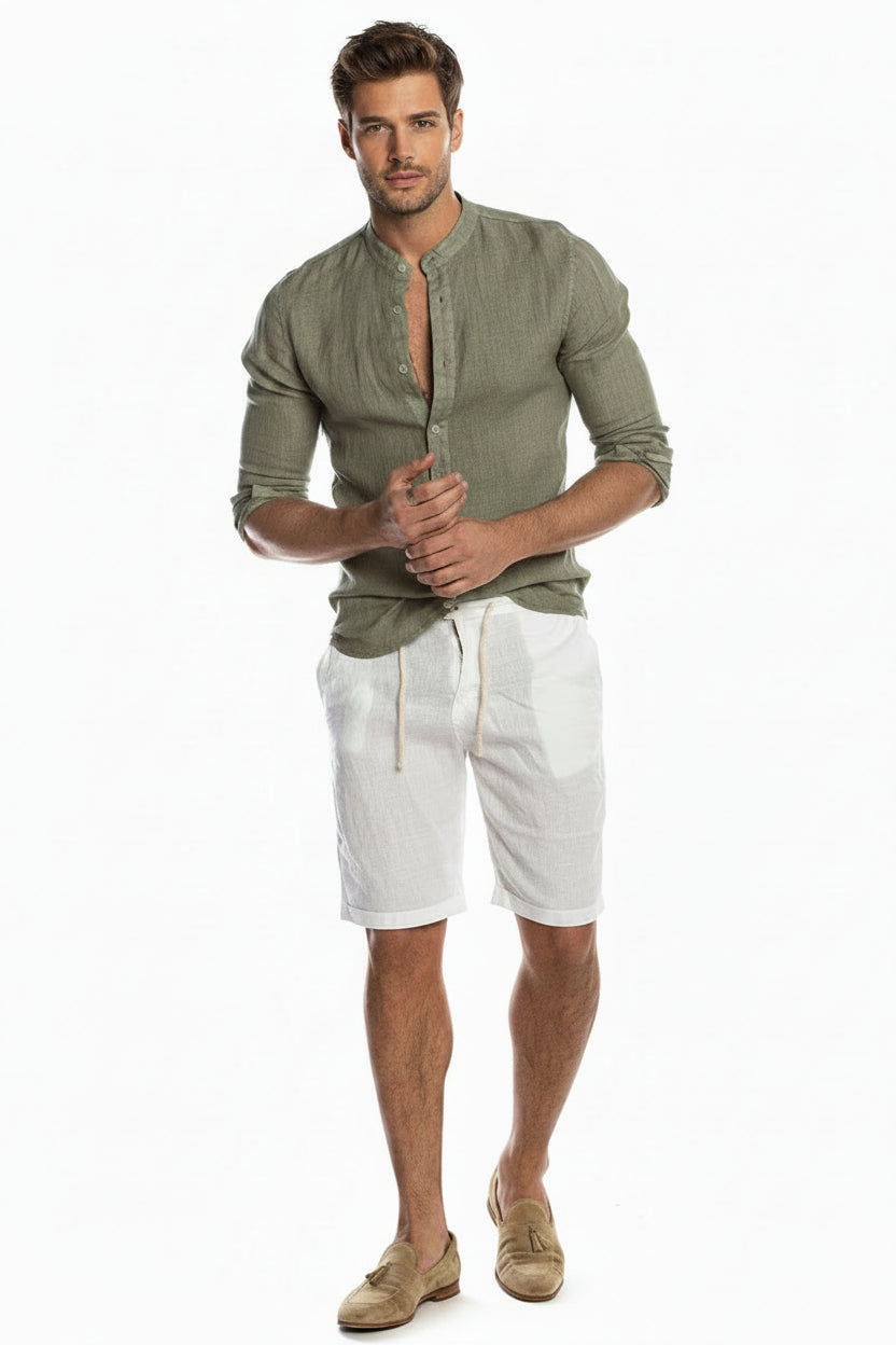 Men's Regular Fit Button-Up Shirt in Classic White