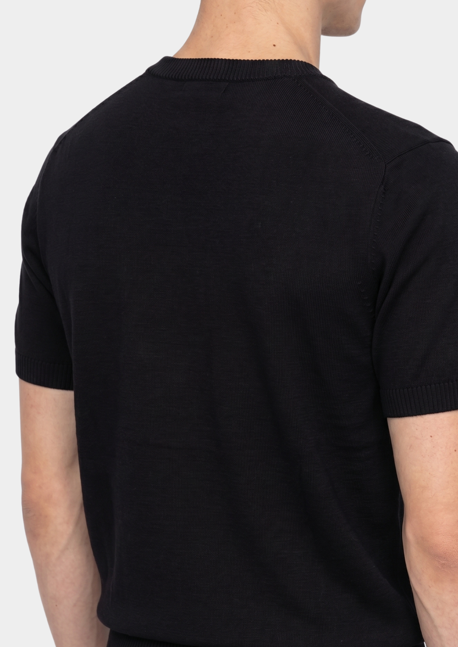 Timeless Black Knitted Crewneck Tee