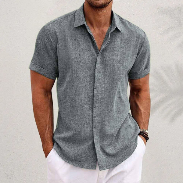 Men's Short-Sleeve Linen Shirt in Summer White