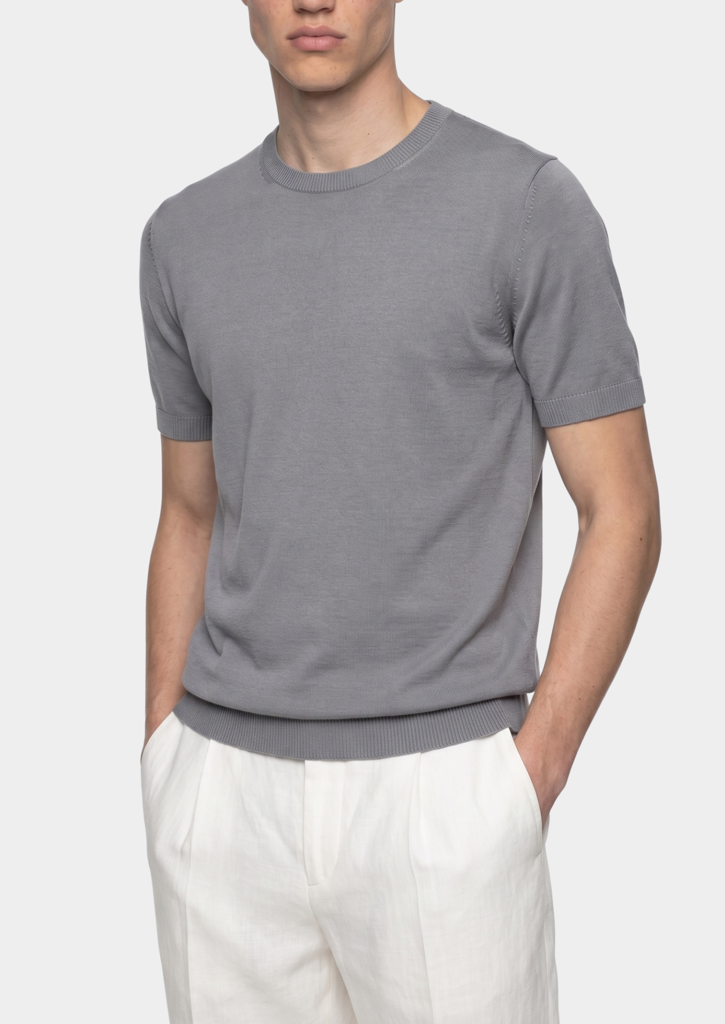 Fog Gray Cashmere Knit Crewneck