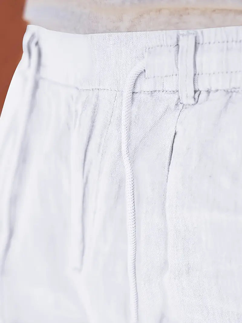 WIDE LINEN TROUSERS WITH CORD