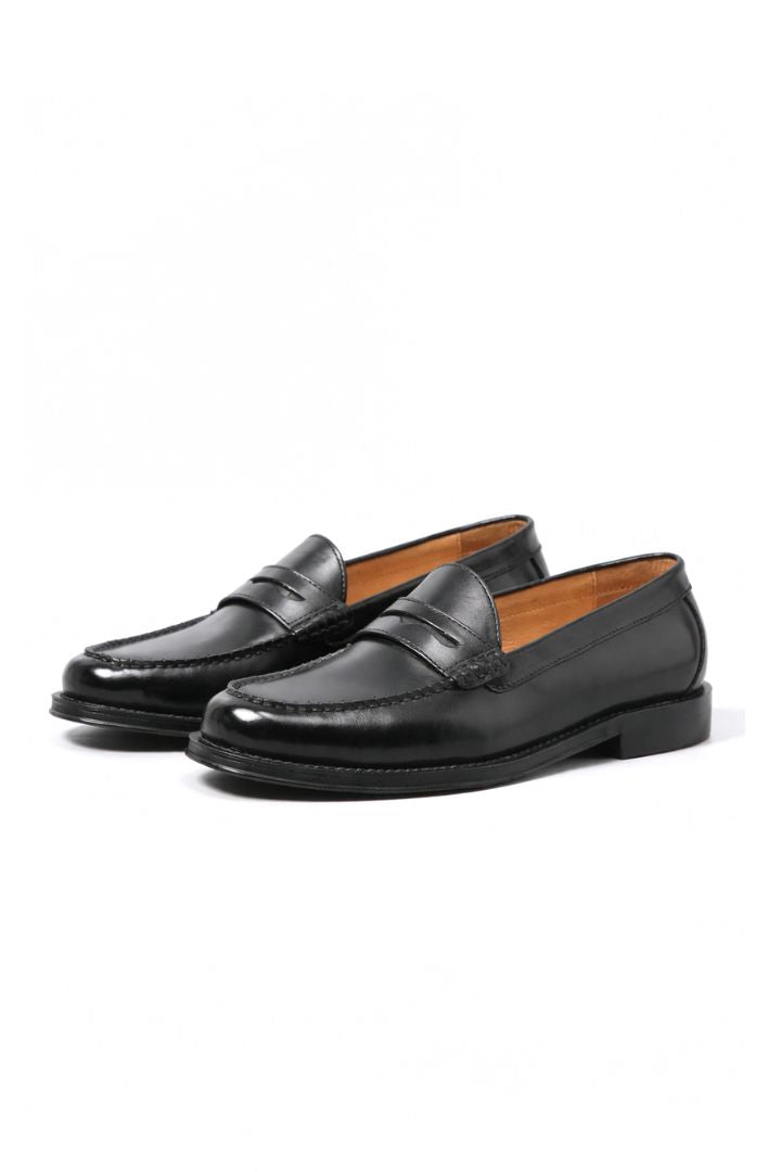Sandro Black Leather Penny Loafers