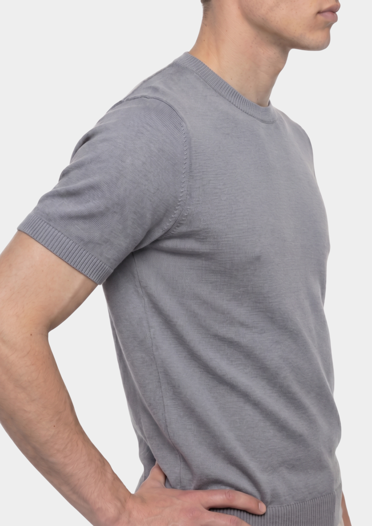 Fog Gray Cashmere Knit Crewneck