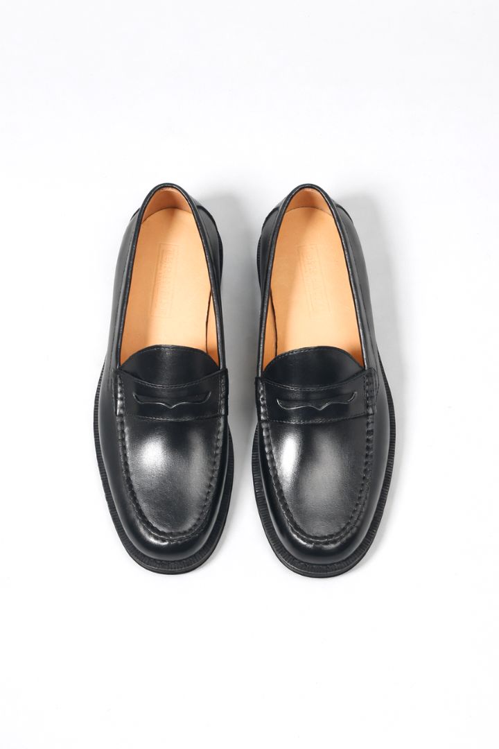 Sandro Black Leather Penny Loafers