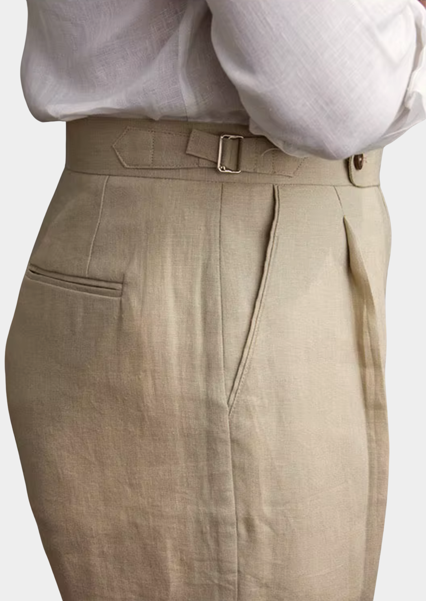 Tuscany Pleated Coastal Trousers in Sand