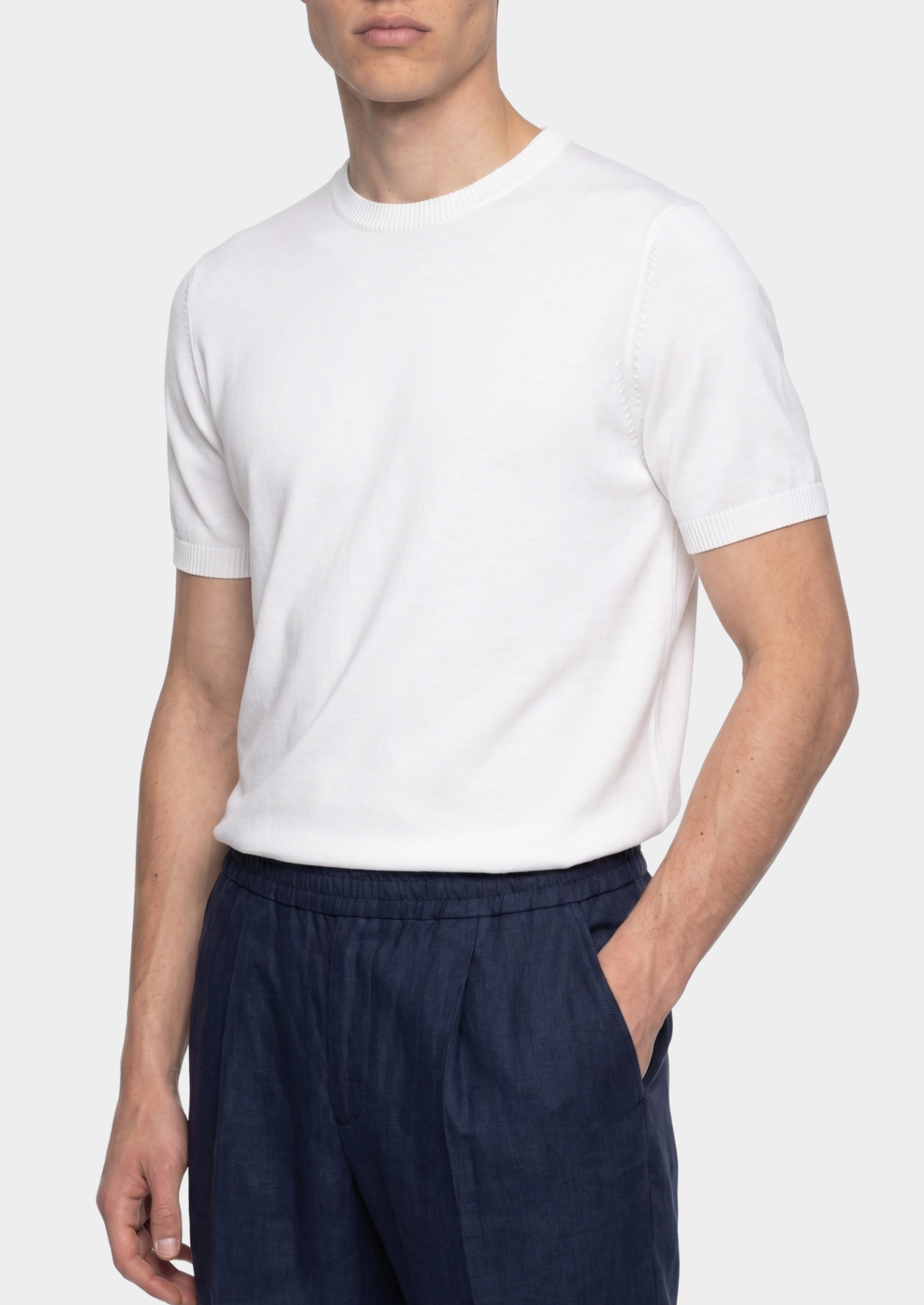 Timeless White Knit Crewneck Tee