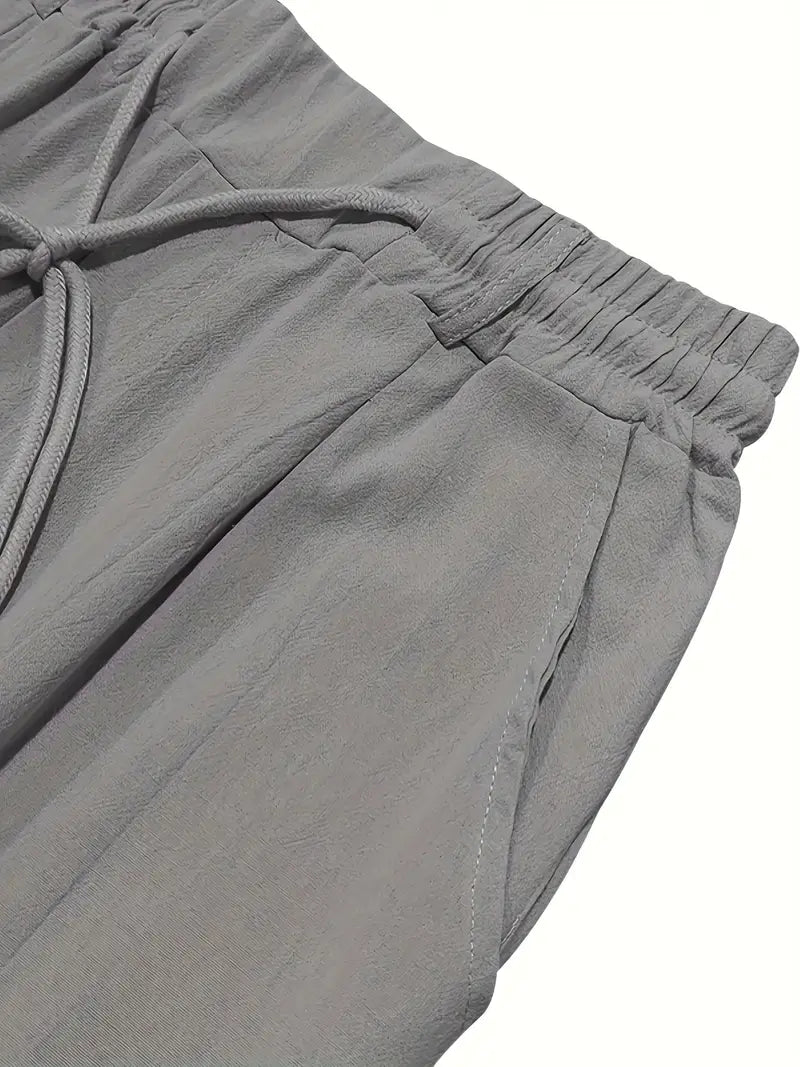WIDE LINEN TROUSERS WITH CORD